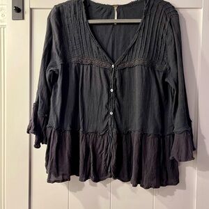 Free People Black Boho Top (S)
